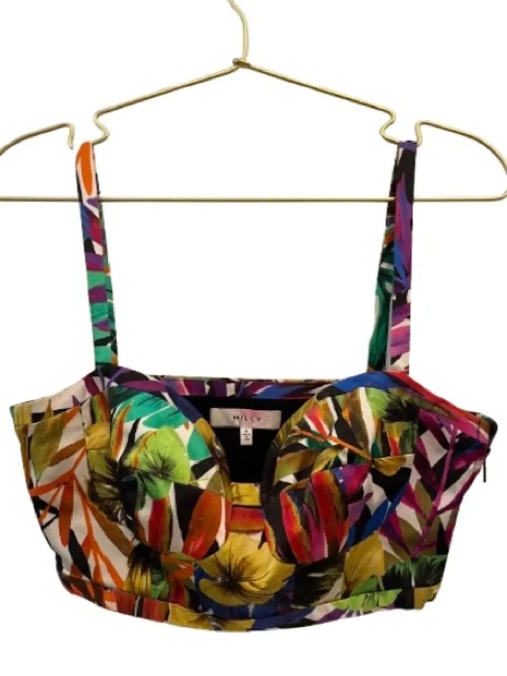 Milly Tropical Bustier Crop Top Size 4 Colorful Resort Print Corset Top